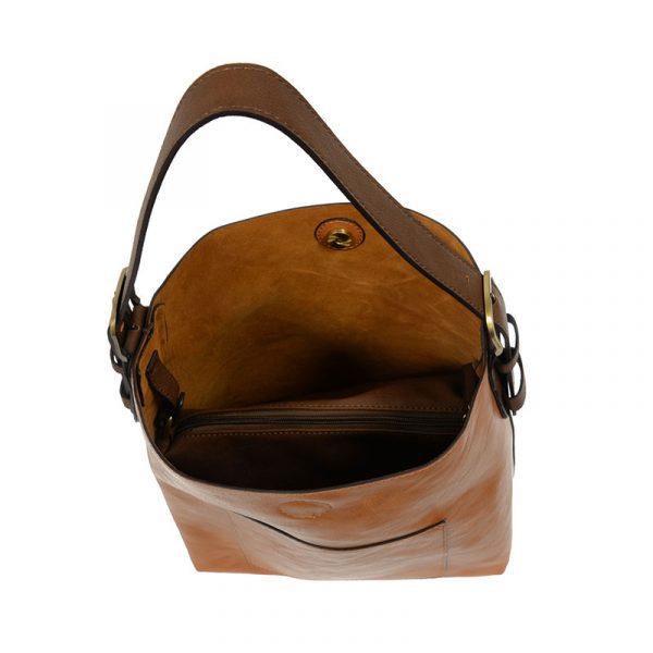 Joy Susan Classic Hobo Handbag - Coffee w/ Black Handle