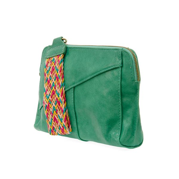 Joy Susan Gigi Crossbody with Woven Wristlet Strap - Jungle Green