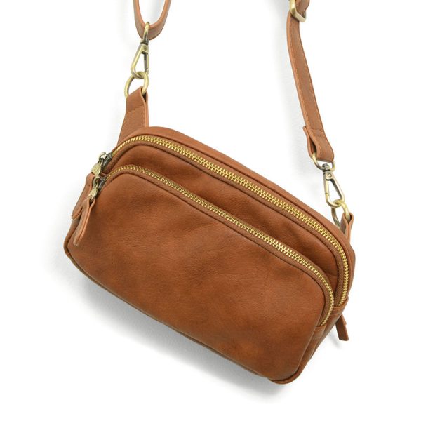 Joy Susan Kylie Double Zip Sling Belt Bag - Saddle