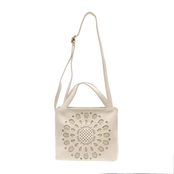 Joy Susan Flora Laser Cut Crossbody Tote - White