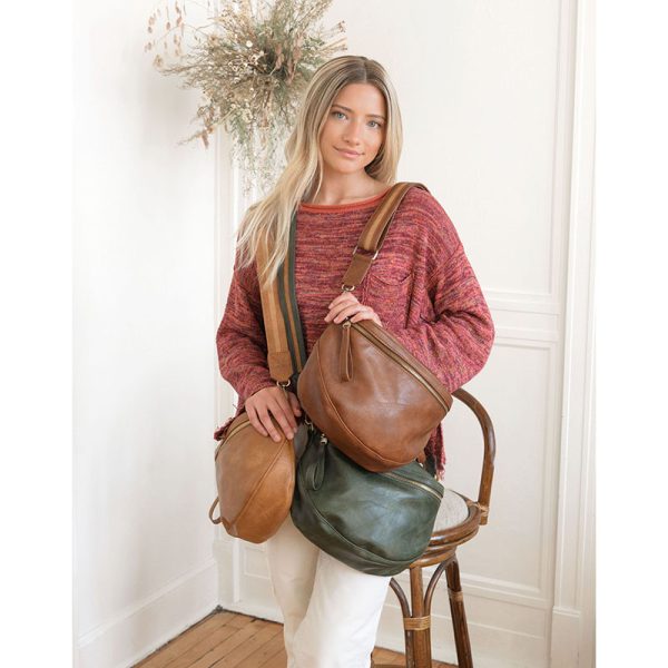 Joy Susan Laura Contrast Strap Sling Belt Bag - Pecan