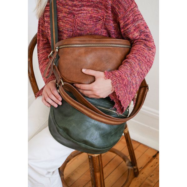 Joy Susan Laura Contrast Strap Sling Belt Bag - Pecan