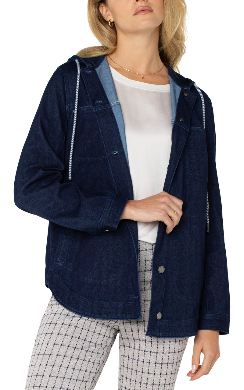Liverpool Shirt Jacket With Hood - Indigo Rinse