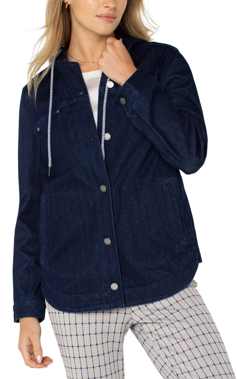 Liverpool Shirt Jacket With Hood - Indigo Rinse