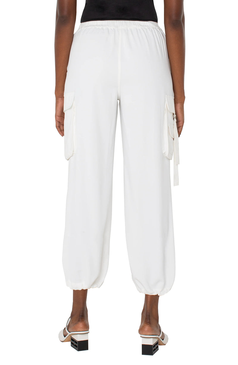 Liverpool Pull-on Parachute Cargo Pants - White