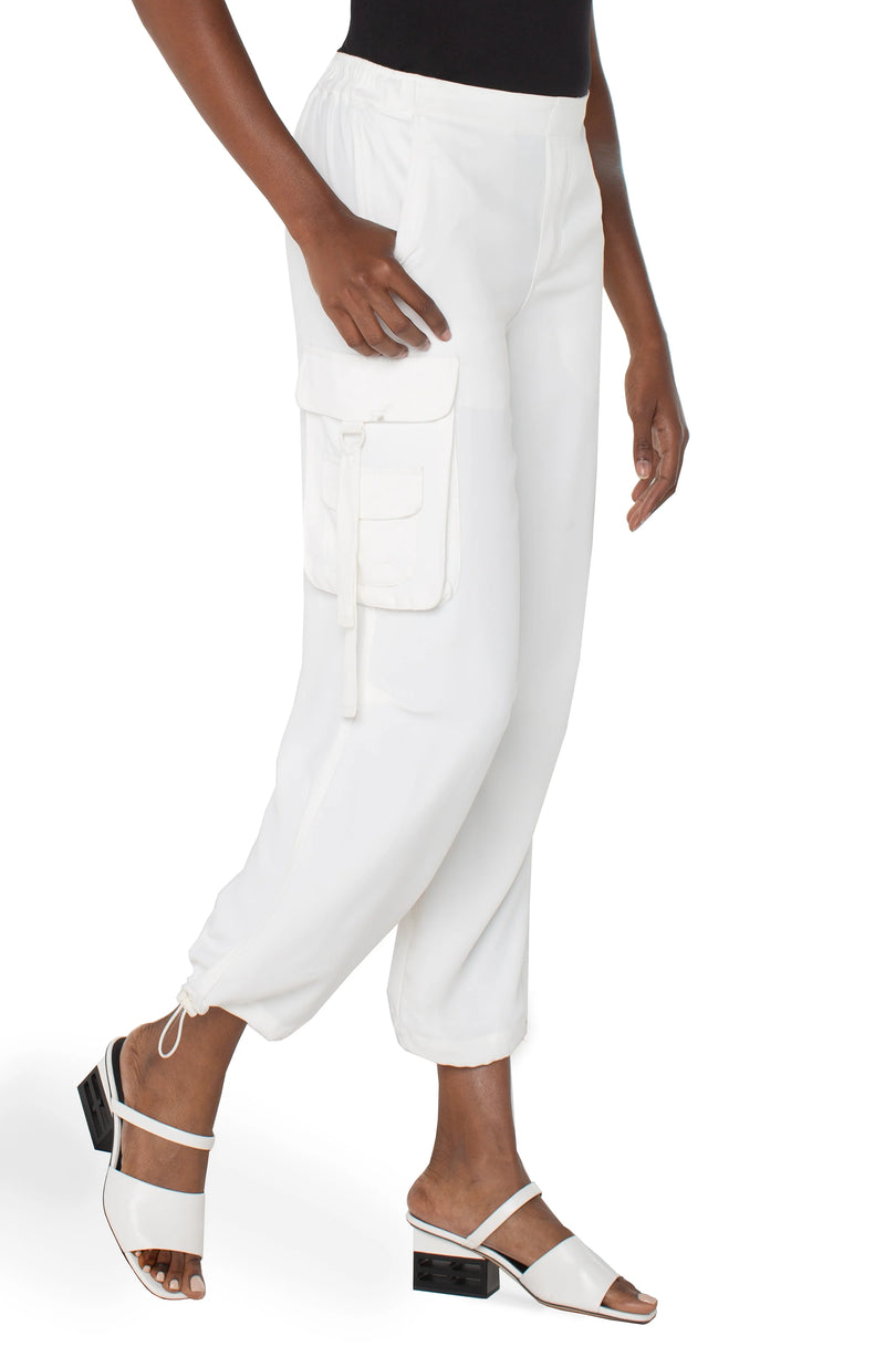 Liverpool Pull-on Parachute Cargo Pants - White