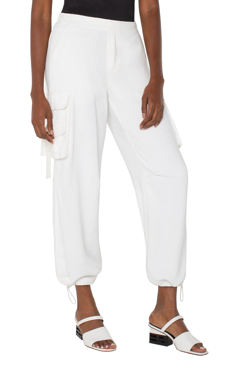 Liverpool Pull-on Parachute Cargo Pants - White