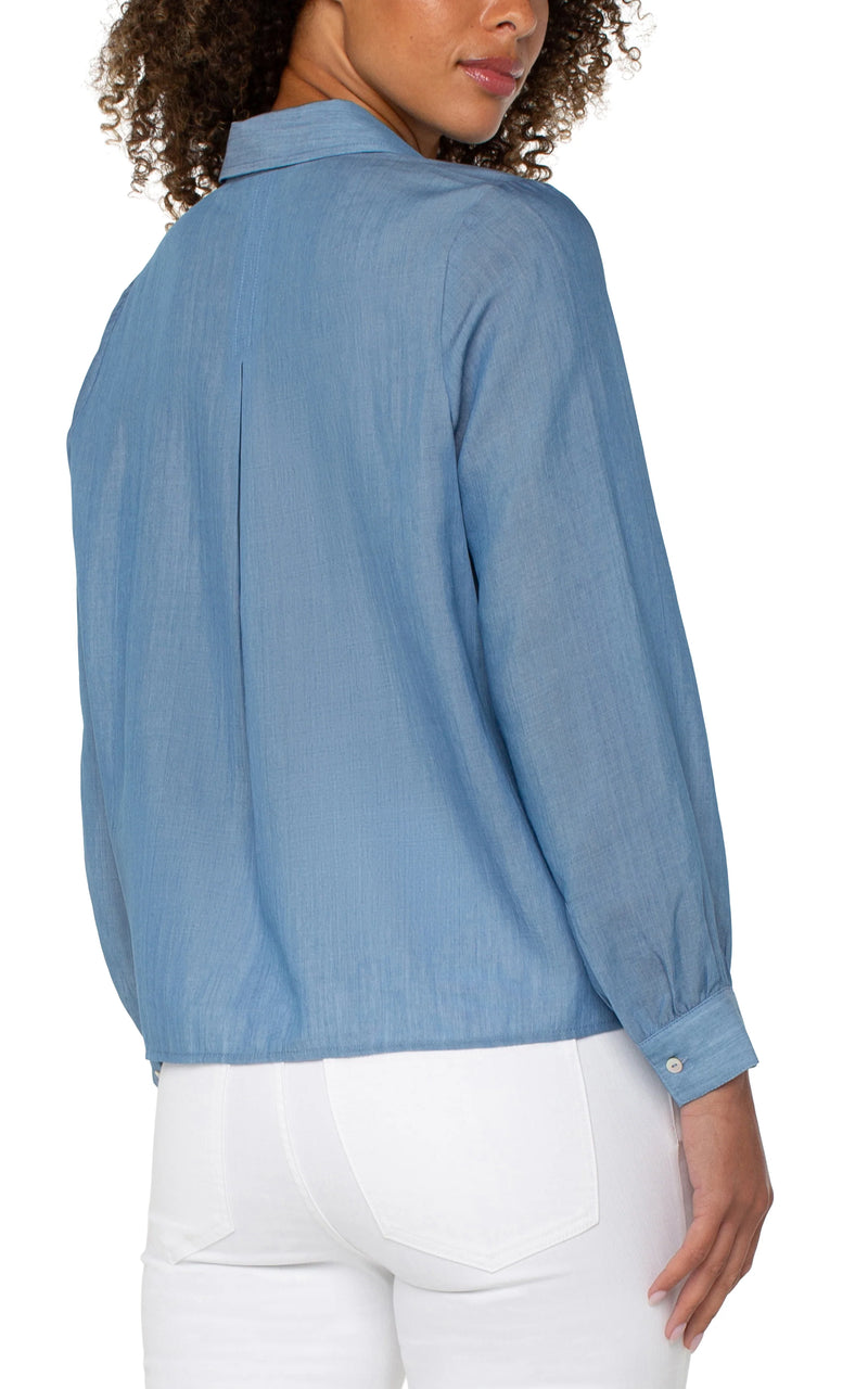 Liverpool Long Sleeve Popover Woven Blouse - Bridgeton Light