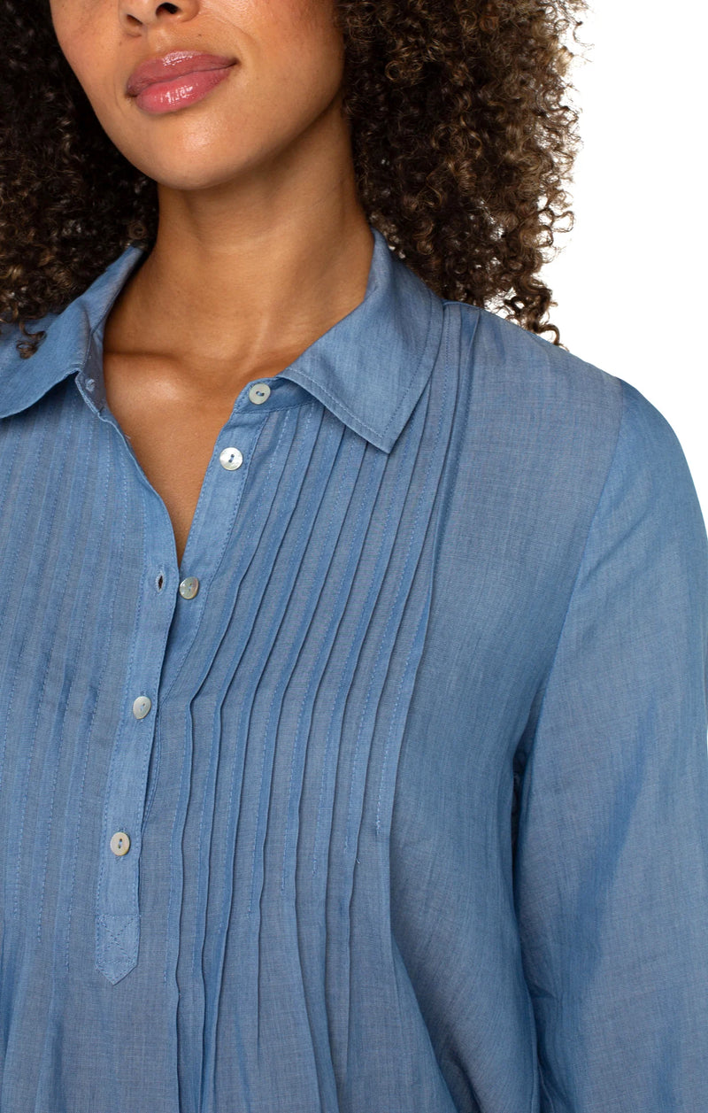 Liverpool Long Sleeve Popover Woven Blouse - Bridgeton Light