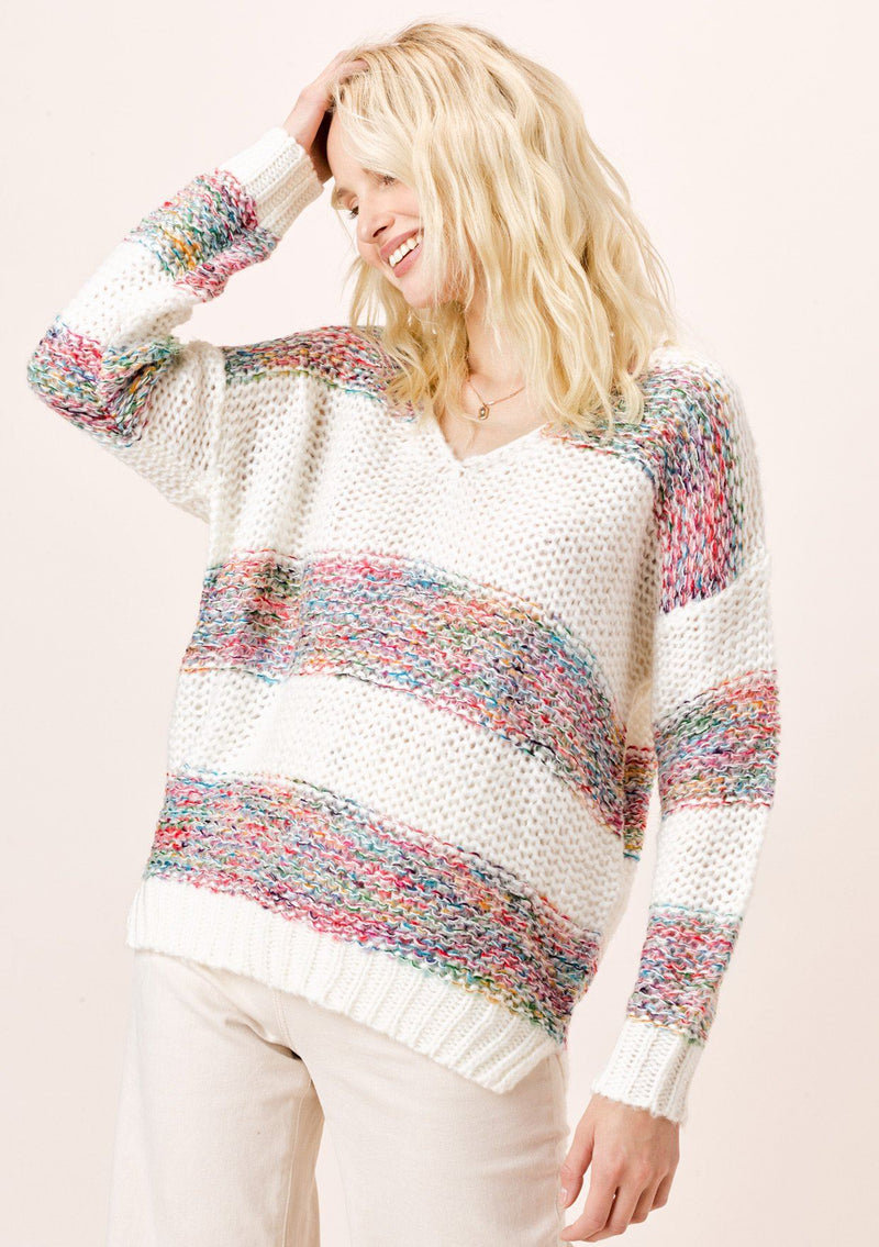 Allie Striped Sweater - Off White/Multi