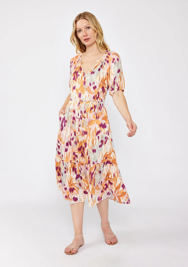 Terra Spice Midi Dress - Natural/Plum