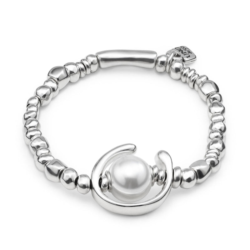 UNOde50 Beaded stretch bracelet with a pearl - Sterling Silver
