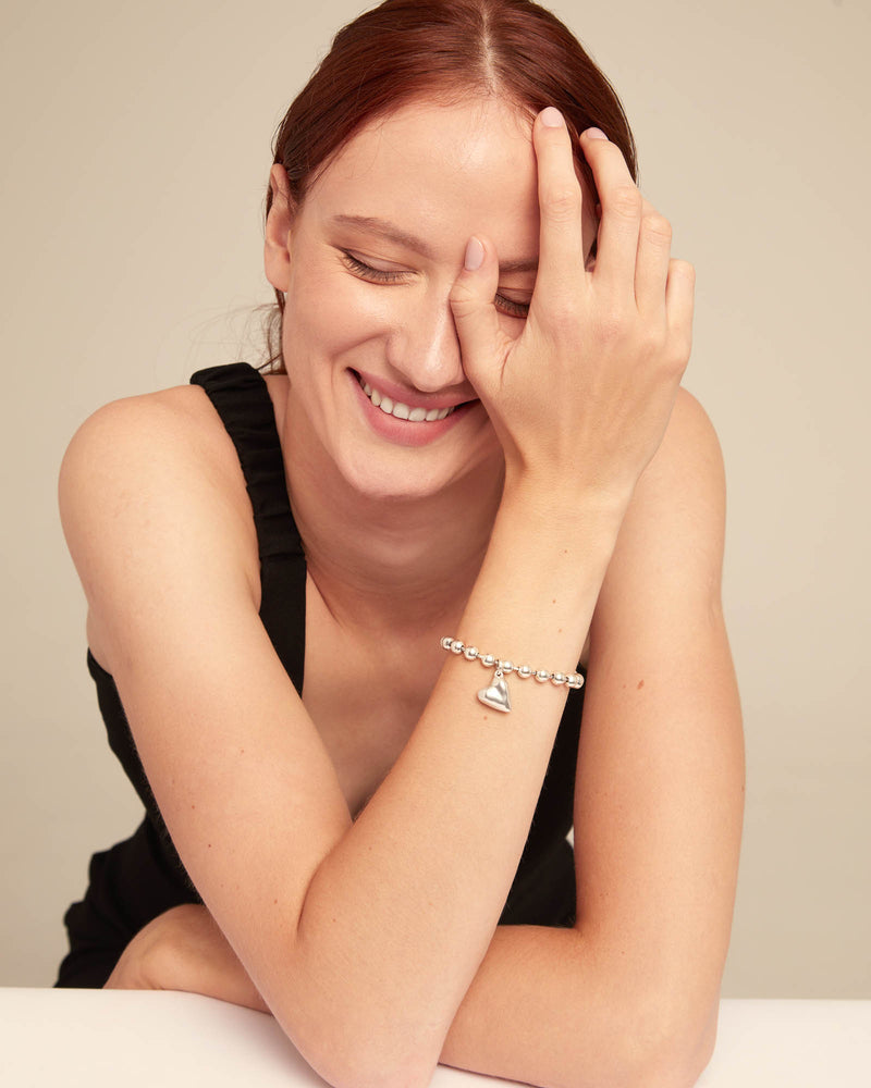 UNOde50 Beaded bracelet with a heart charm - Sterling Silver