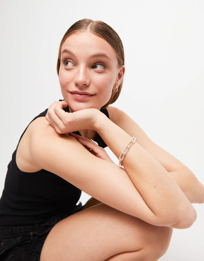 UNOde50 Paper clip link bracelet with padlock - Sterling Silver