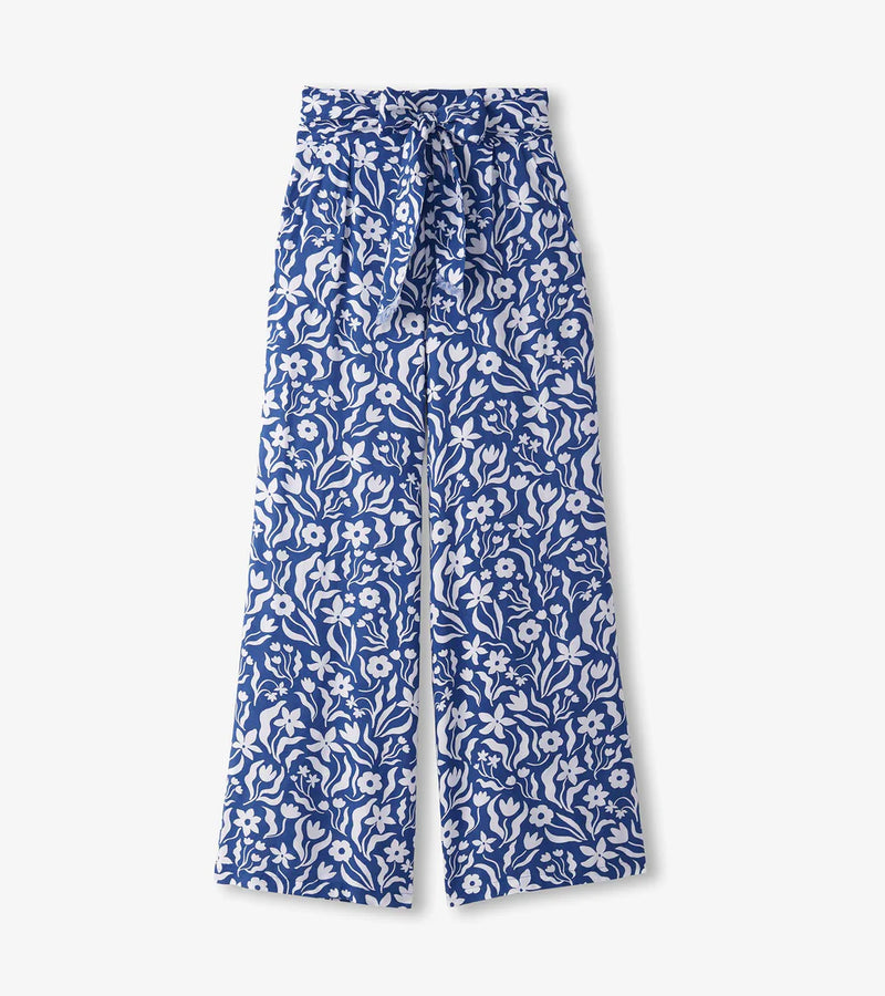 Hatley Belted Wide Leg Pants - Wavy Flowers