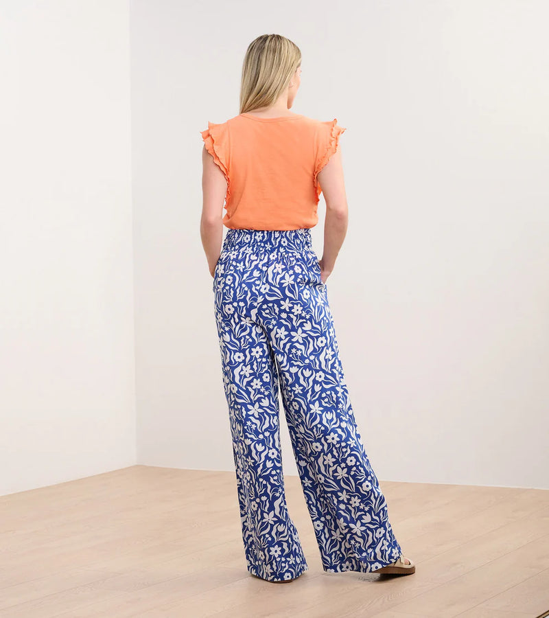 Hatley Belted Wide Leg Pants - Wavy Flowers