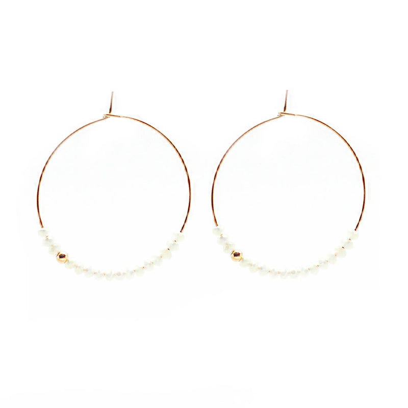 Salty Cali - Sprinkle Hoops ~ Salty Beads - White/Gold - Gold Plated