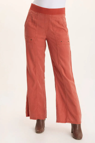 XCVI Schyler Soft Twill Wide-Leg Trouser  in Papaver