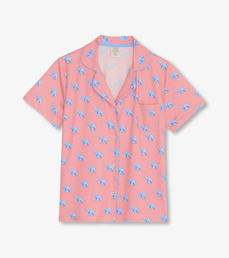 Capelton Road Elephantastic Button Down Short PJ Set in a Bag