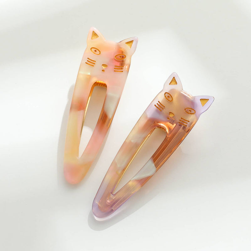 Elodie | Pointed Cat Face Barrette Hair Clip (Set of 2)
