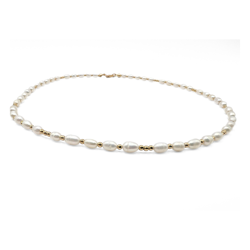 2mm Dainty Pearl 14k Gold Filled Waterproof Necklace