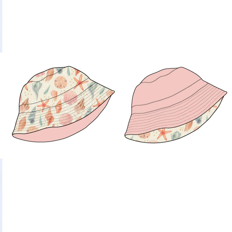 Emerson & Friends - Sandy Seashells Pink Reversible Beach Baby Bucket Hat