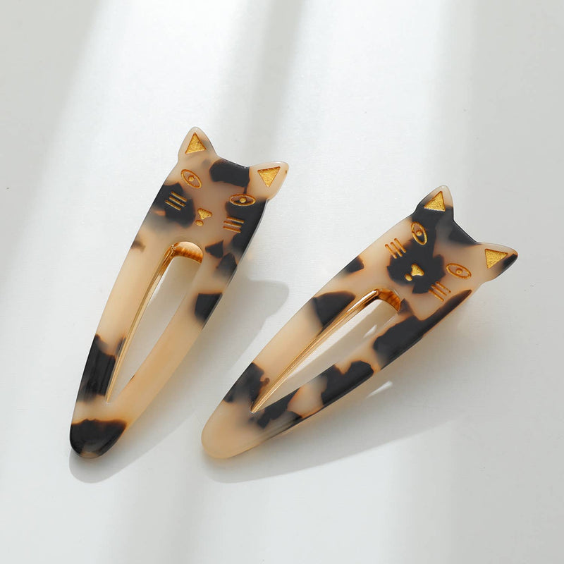 Elodie | Pointed Cat Face Barrette Hair Clip (Set of 2)