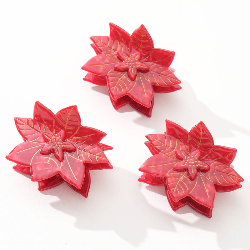 Red Poinsettia | Holiday Claw Clip