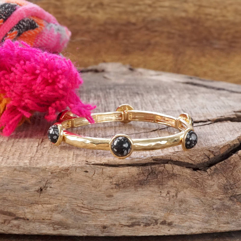 Jeweled Golden Bangle with semi precious stone dots