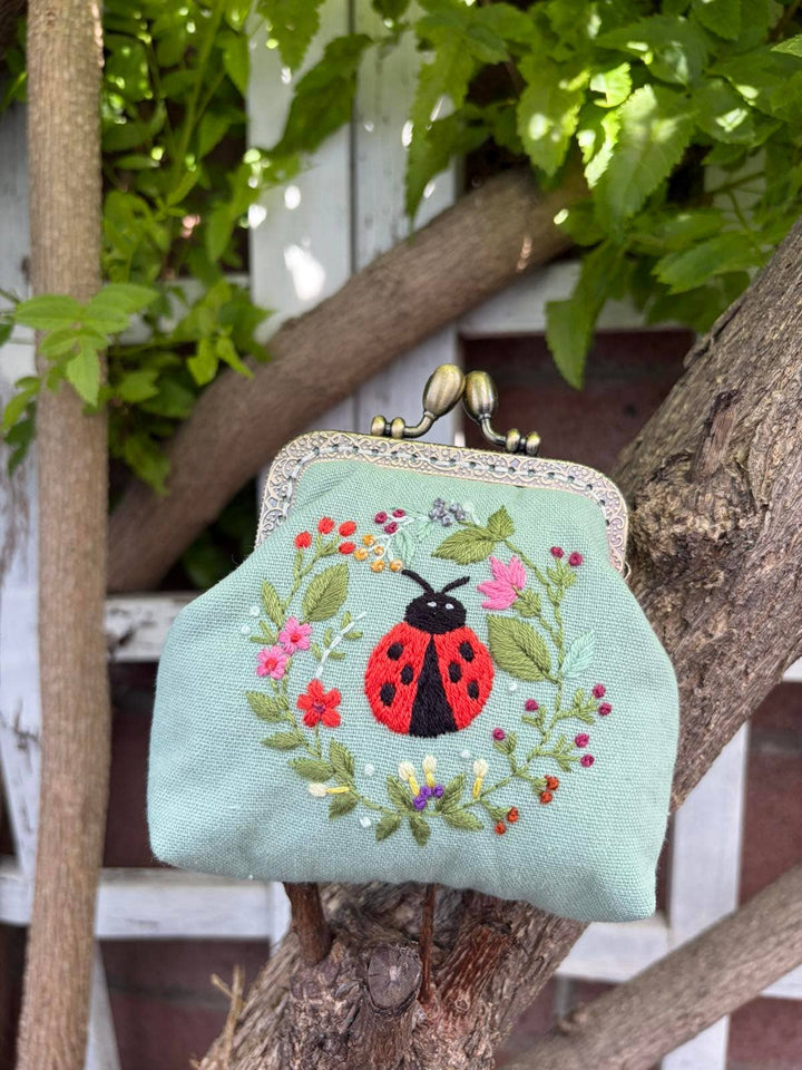 Ladybug Embroidered Coin Purse