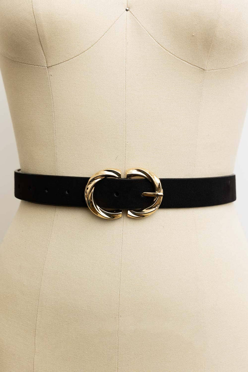 Double C Shaped Buckle Suede Belt ♾️