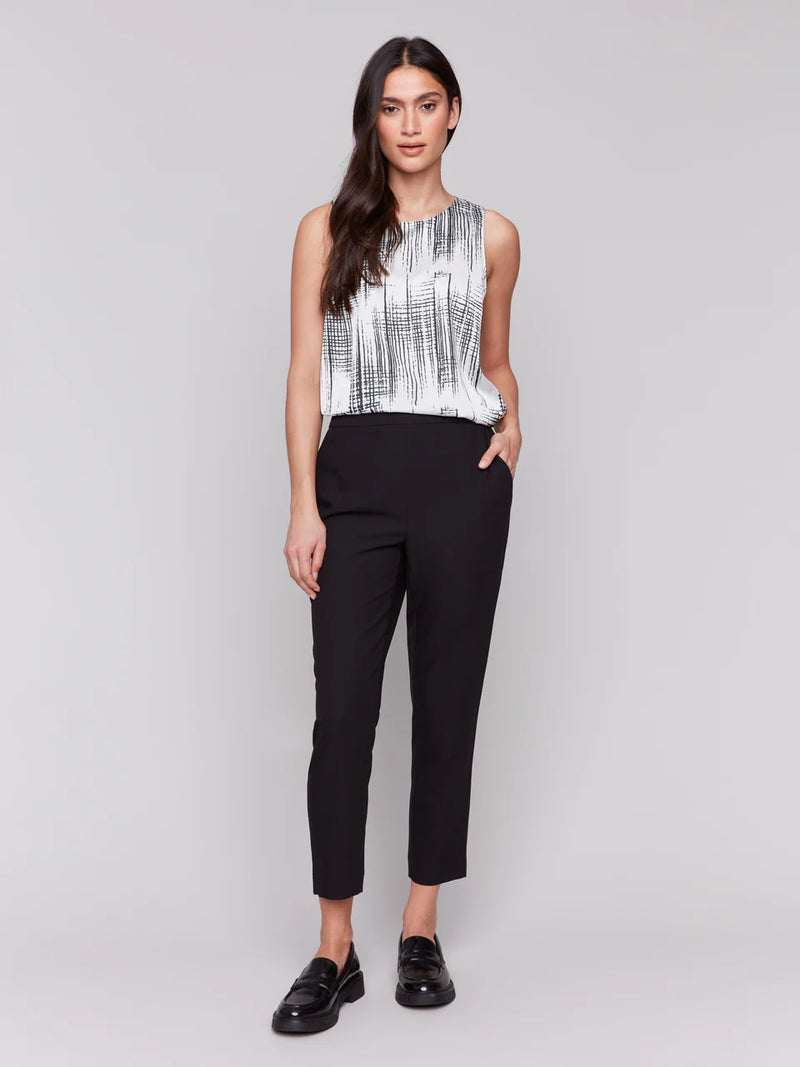 FINAL SALE Charlie B Crepe Pull-On Cropped Pants - Black