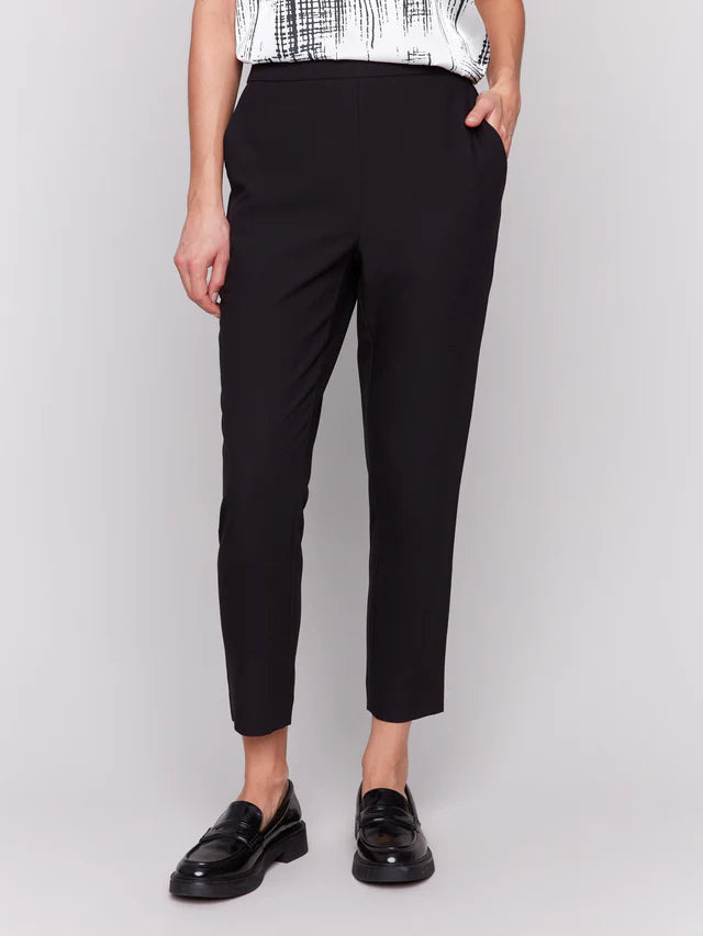 FINAL SALE Charlie B Crepe Pull-On Cropped Pants - Black