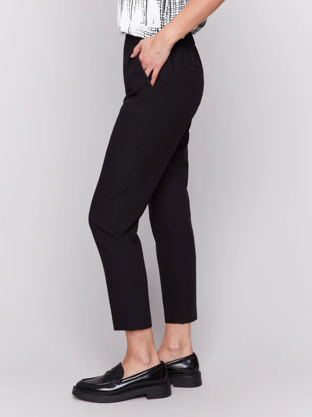 FINAL SALE Charlie B Crepe Pull-On Cropped Pants - Black