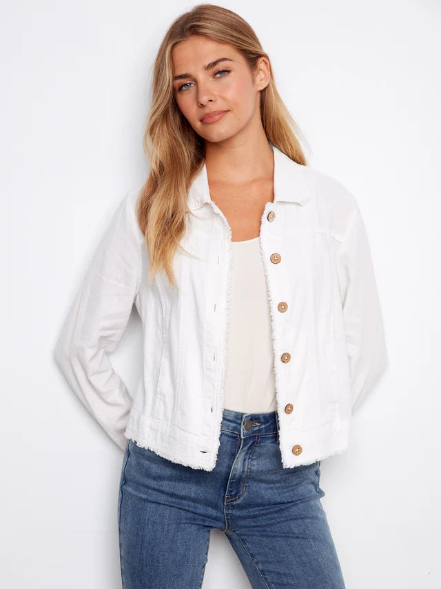 Charlie B Linen Blend Jacket - White