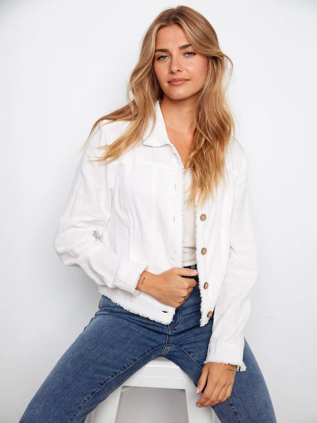 Charlie B Linen Blend Jacket - White