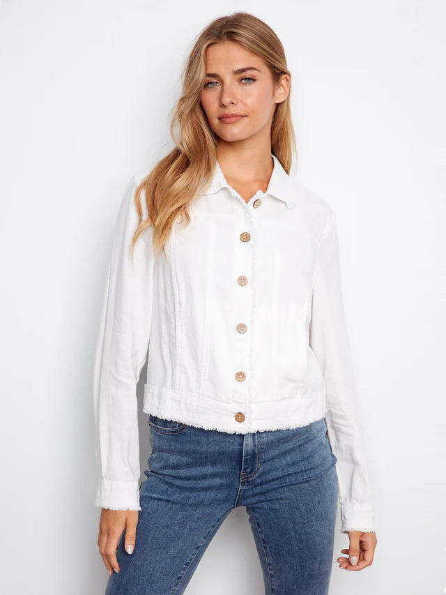 Charlie B Linen Blend Jacket - White