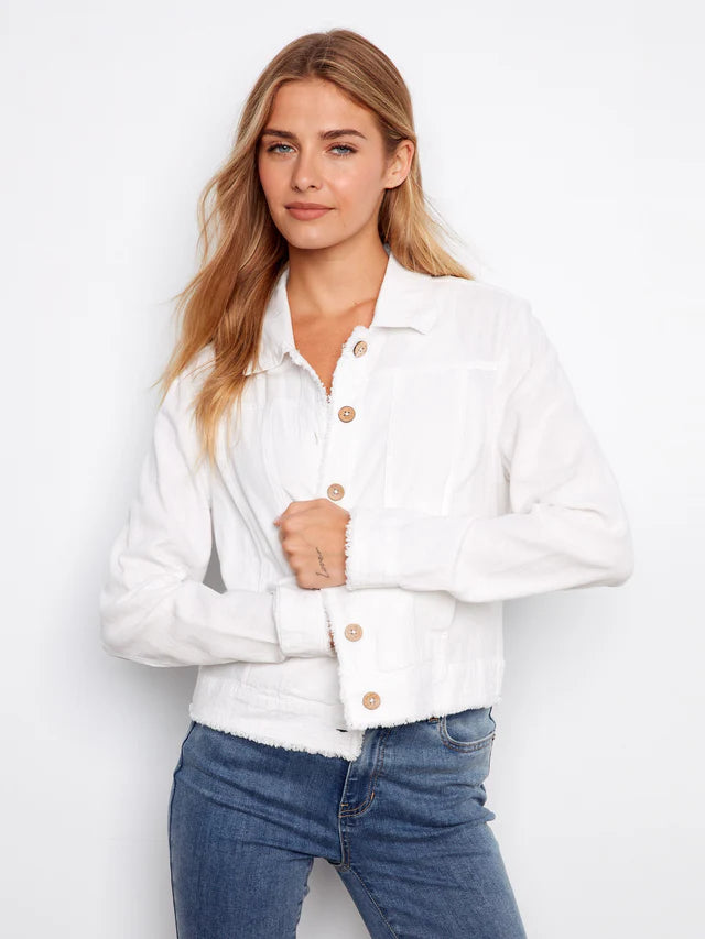 Charlie B Linen Blend Jacket - White