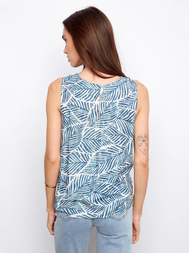 Charlie B Printed Viscose Sleeveless Top - Reef