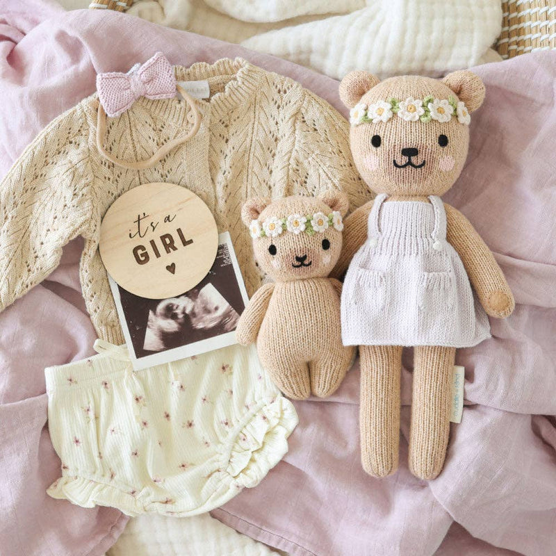 Cuddle+Kind Baby honey bear (ivory floral)