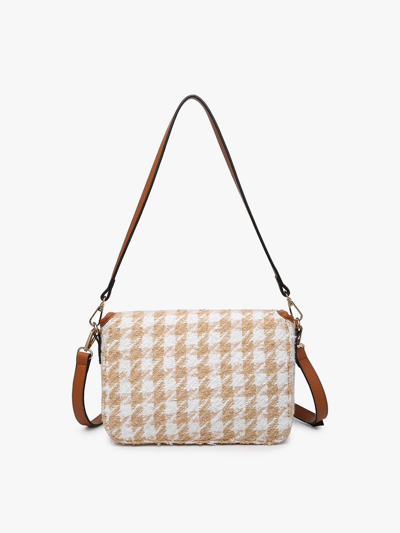 Elodie Houndstooth Gold Accent Crossbody