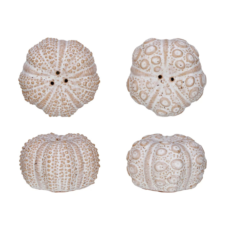 Stoneware Sea Urchin Shaped Salt & Pepper Shakers, Set of 2 (Each One Will Vary)