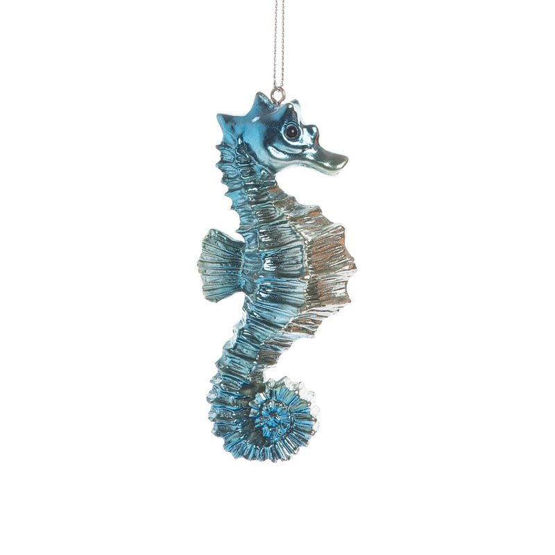 Iridescent Blue Seahorse Ornament