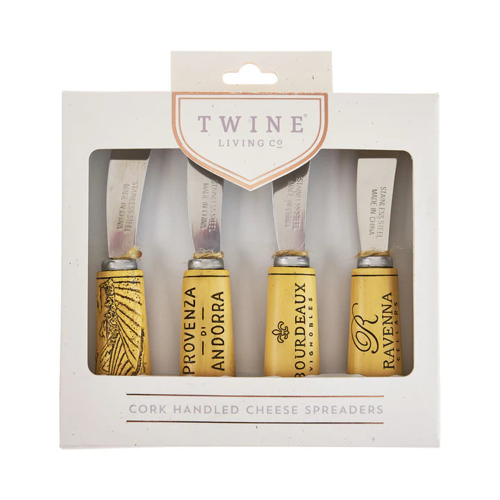 CORK HANDLED CHEESE SPREADER SET BY TWINE