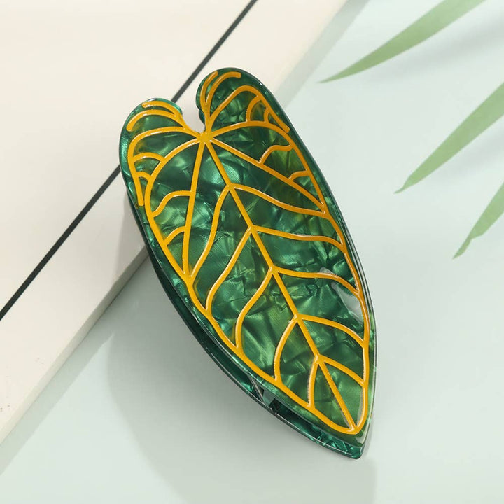 Tropical Leaf-Shape Botanical Acetate Hair Claw Clip