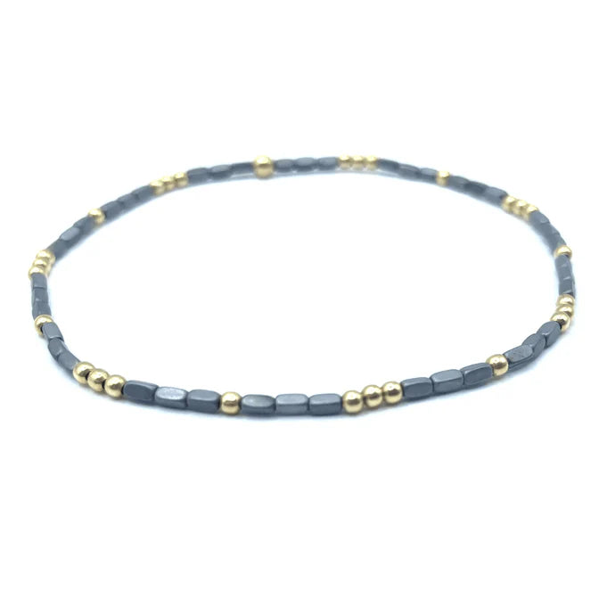 Erin Gray - 2mm Harbor Dark Gray + Gold Filled Waterproof Bracelet 7 inch