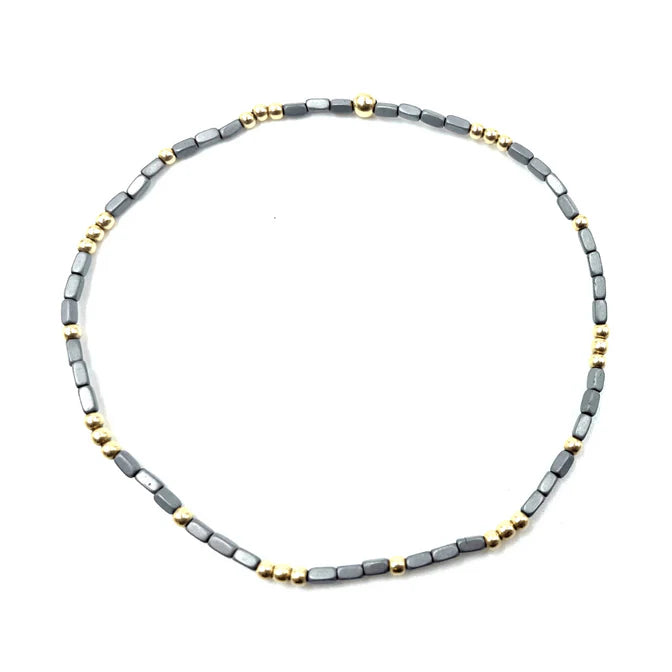 Erin Gray - 2mm Harbor Dark Gray + Gold Filled Waterproof Bracelet 7 inch