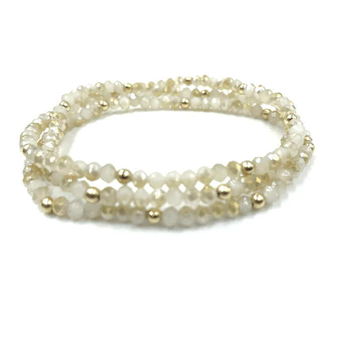 Erin Gray - OG Shimmer Bracelet Stack in Winter White + Gold Filled