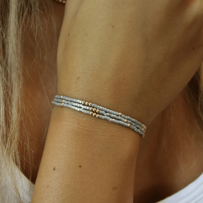 Erin Gray - 2mm Newport SILVER + Gold Filled Waterproof Bracelet