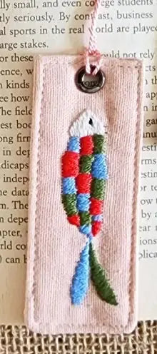 Vintage Linen Bookmark With Cute Floral Embroidery